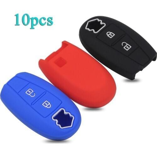 Bilchave 10pcs Silicone Car Key Case Cover Fob For Suzuki Swift Kizashi SX4 S-Cross Car Keyless Fob Set Skin Holder Protection