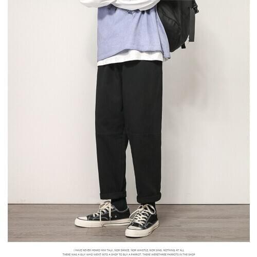 Spring Autumn New Casual Trousers Men Fashion Loose Ankle-Length Pants Solid Color Streetwear Pant Men Clothes 2020