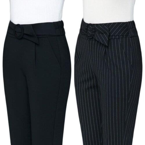 Summer Thin Imitation Cotton Hemp Fashion Suit Pants Womens Large Size High Waist Loose Small Foot Elastic Harlan Casual D033