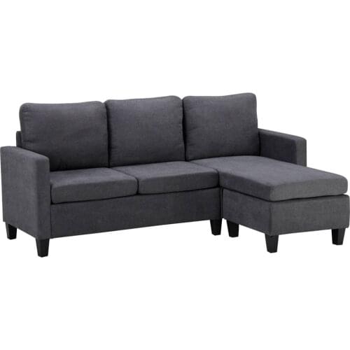 Double Chaise Longue Combination Sofa Dark Grey For Living Room Modern Style Sofa