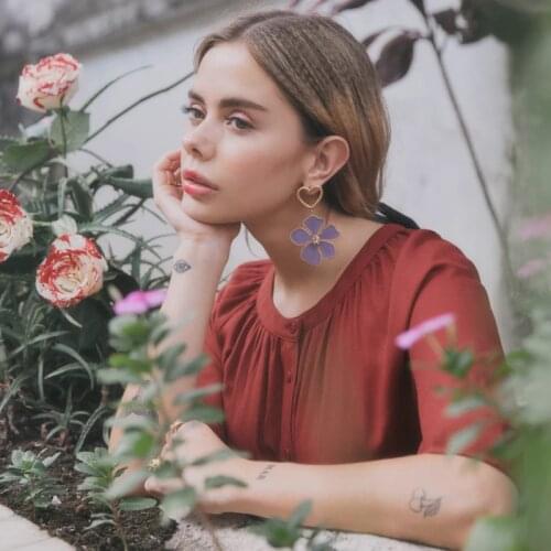 Beautiful Woman Flower Dangle Earrings Long Accessories Pendientes Fashion Earring for Women Big Statement Earrings Wholesale