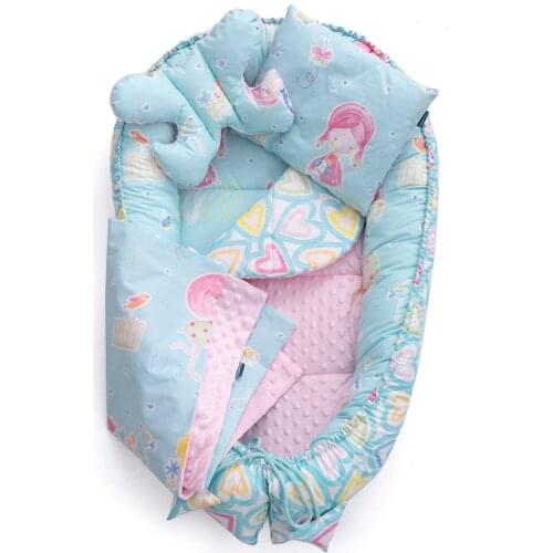 Babynest Bed with Pillow Portable Baby Crib Hand Made 95*60cm Childrens Beds Cotton Cradle for Newborn Baby Folding Bed 5 pcs