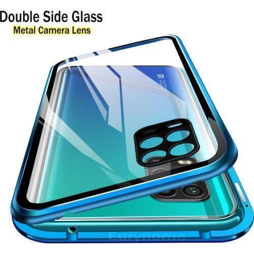 Magnetic Glass Case For Xiaomi MI 10 Lite Metal Camera Lens Protective Double Side Tempered Glass Cover For Redmi Note 9 Pro 10T