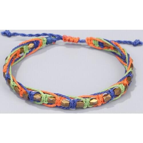 Fashion New Creative Hand Weaving Bracelet Color Wax Irregular Copper Beads Woven Bracelet