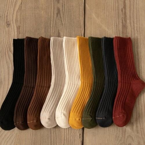 Clearance Sale Japanese Style Harajuku Retro Woman Socks Cotton Knitting Loose Long Socks Fashion Solid Autumn Winter Warm Socks