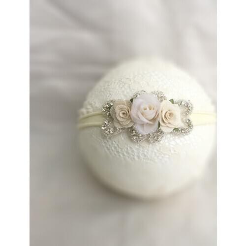 Ivory Flower Rhinestone Skinny Headband