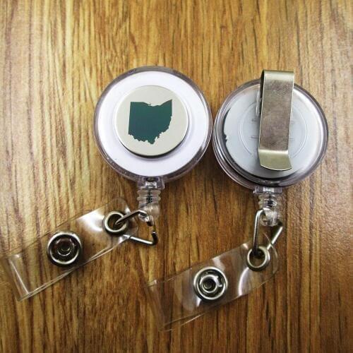 Ohio ID Badge Reel gift for him/her friend family retractable recoil id badge holder work fun