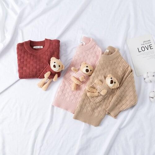 BOBOTCNUNU Autumnnew Kids Sweaters Cartoon Bear Sweater For Boys Girls Knit Pullover