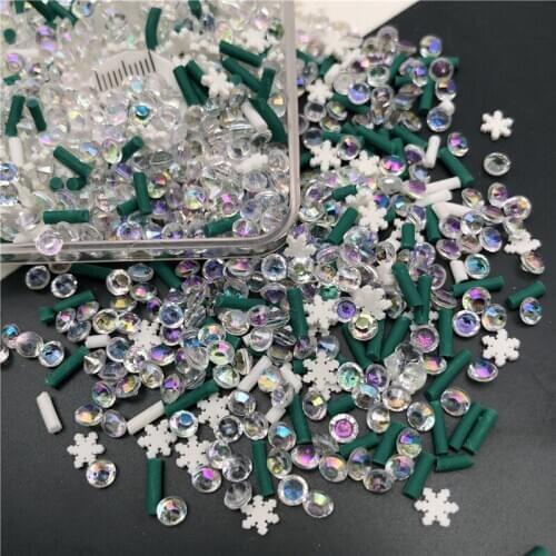 50g Christmas Polymer Clay Sprinkle With Diamond For Kids Diy ,Soft Clay For Craft Clay/Nail Art/Scrapbook Decoration, Filler