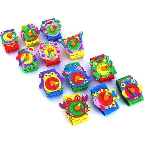 New DIY 3D EVA Foam Craft Sticker Handmade Watch Clock Learning Kids Kindergarten Educative Games Toys