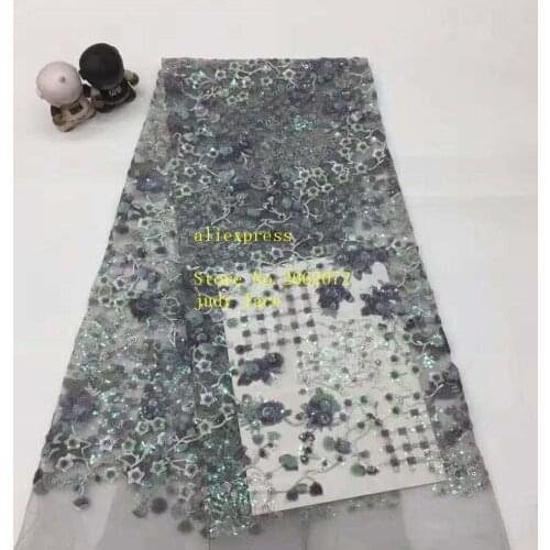Stock 5yards/bag Mixed color embroidery sequins fashion fabric used in wedding dress design XX81