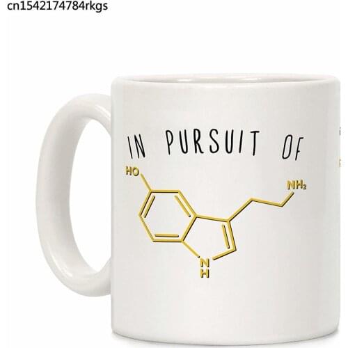 In Pursuit of Happiness (Serotonin Molecule) White 11 Ounce Ceramic Coffee Mug