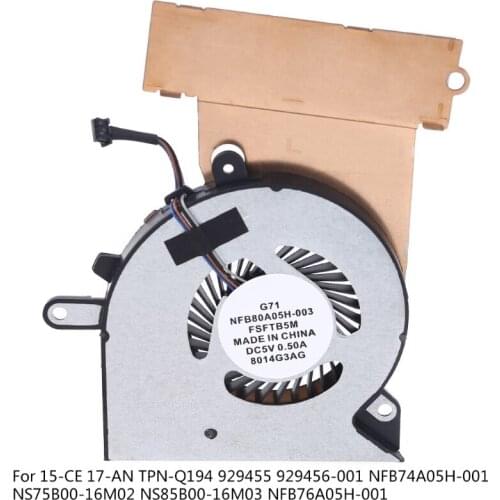 Laptop CPU Cooling Fan for OMEN 15-CE 17-AN TPN-Q194 929455 929456-001 NFB74A05H