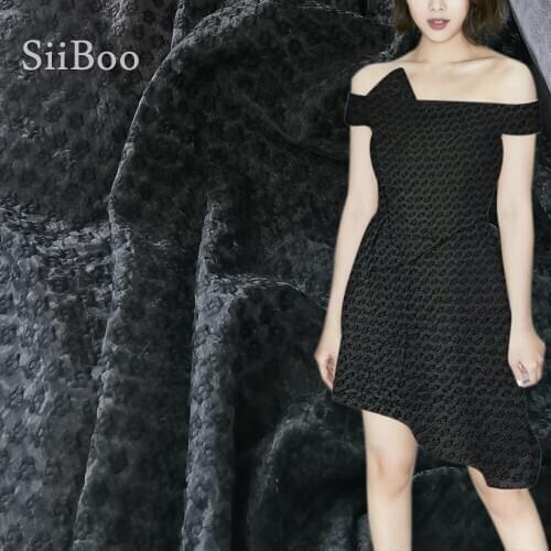 American style high grade black floral embroidery guipure lace fabric apparel for dress DIY sewing tissu telas SP5822