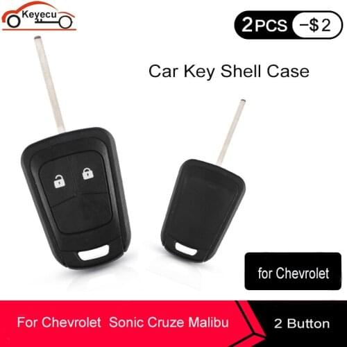 KEYECU 2 Pcs/lot Replacement Remote Key Shell Case Fob 2 Button for Chevrolet Sonic Cruze Camaro Equinox Malibu Spark Volt