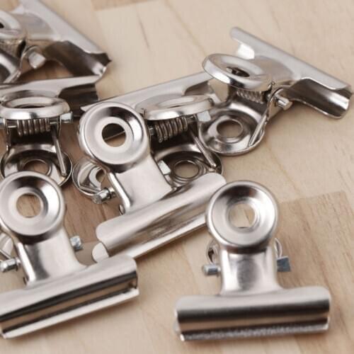 10Pcs Metal Bulldog Grip Clip Food Sealer Bag Clamp Paper Document Ticket Binder L5YE