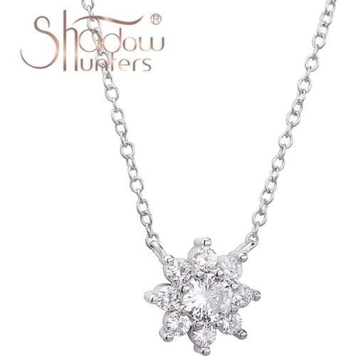 SHADOWHUNTERS Authentic 925 Sterling Silver Cluster Flower Pendant Chain Necklaces Romantic Wedding Jewelry Luxury Femme Gift