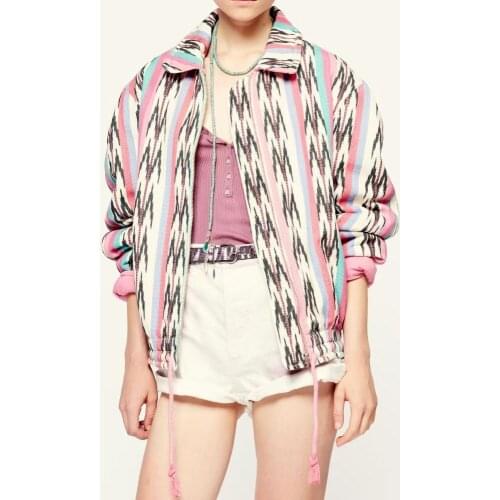 Womens Jacket Mixed Color Weaving Coat 2021 Autumn Female Fashion Jacket Outwear Tops