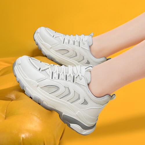 Autuspin Top Quality Womens Shoes 2021 Autumn Fashion Mixed Color Woman Platform Sports Running Shoes Round Toe Casual Sneakers