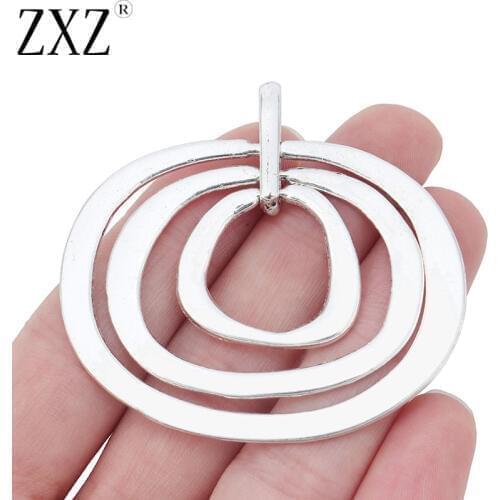 ZXZ 2pcs Large Personalised 3 Circle Charms Pendants for Necklace Jewelry Making Findings 55x60mm