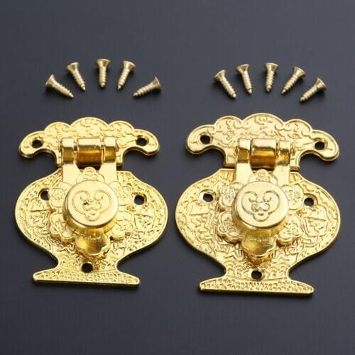 1pc Latch Clasp w/screws Vase Shape Antique Gold Box Lock Zinc Alloy Vintage Big/Small Retro Mini Wooden Jewelry Wine Gift Case
