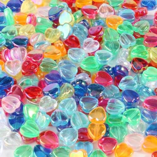 100/200/300pcs/lot Transparent AB Charms Heart Shape Acrylic Loose Spacer Beads for Jewelry Making DIY Accessories