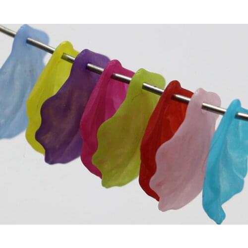 100 Mixed Color Frosted Acrylic Petal Leaves Beads Charm 18X20mm Flower Jewelry