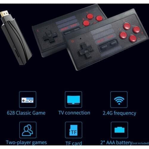 1080P HD Mini Video Game Console Classic Game Console Built-in 628 Games Video Game Console with Two Wireless Game Controller