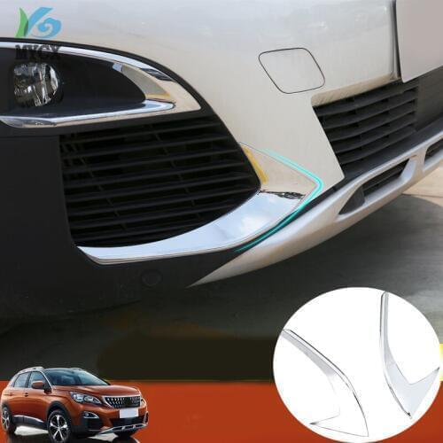 For Peugeot 3008 3008GT 2017 2018 ABS Bright Chrome Front Head Fog Light Foglight Lamp Eyelid Eyebrow Cover Trim 2PCS