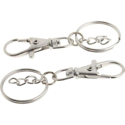 20pcs Lobster Clasp Clips Key Hook Keychain Split Key Ring Making Findings