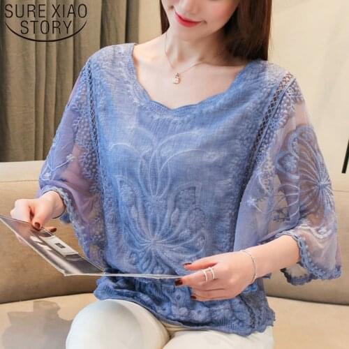 Blusas Mujer De Moda 2021 Womens Tops And Blouses Flare Sleeve Lace White Blouse Shirts Blouse For Women Ladies Tops 4073 50