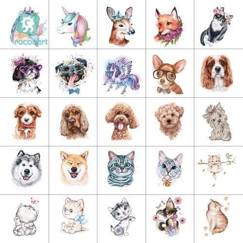 25pcs Mini 6x6cm Animal Tattoo Cute Unicorn Design Cat and dog For Boys Girls Kids Waterproof Temporary Tattoo Sticker For Child