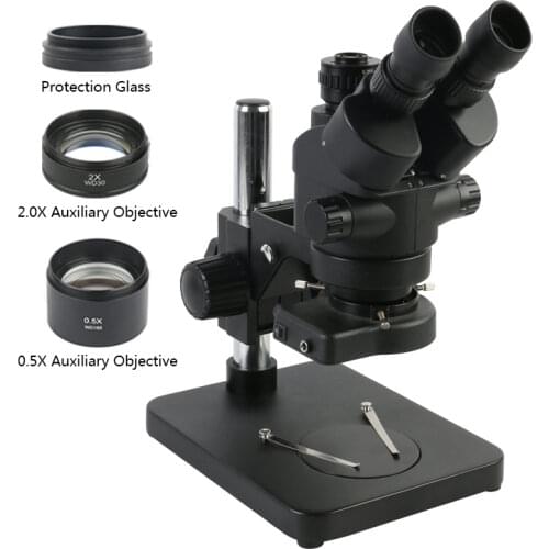 3.5X 7X 45X 90X Industrial Lab Simul Focal Trinocular Stereo Microscope Magnification Continuous Zoom For Phone PCB Repair