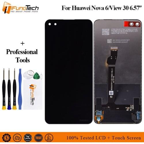 6.57" 100% New LCD Display Repair Parts For Huawei Nova 6 WLZ-AL10 TL10 LCD Display Touch Screen Digitizer Assembly With Frame