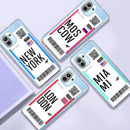Clear Case for Xiaomi Mi Poco X3 NFC M3 F3 11 10T Pro Note 10 Lite Transparent Soft Phone Cover Hot Ticket America Travel Pass