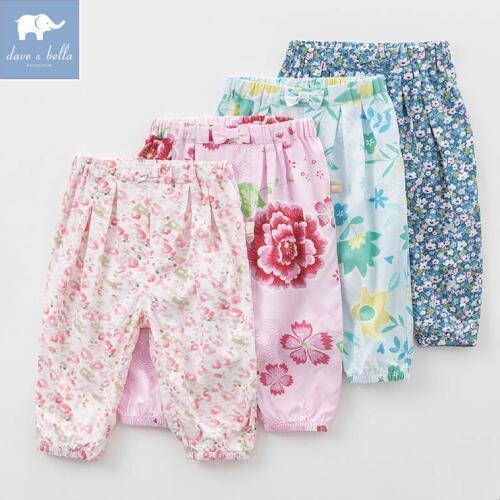 DB5456 dave bella spring infant baby girls print full length fashion pants children toddler pants girls trousers