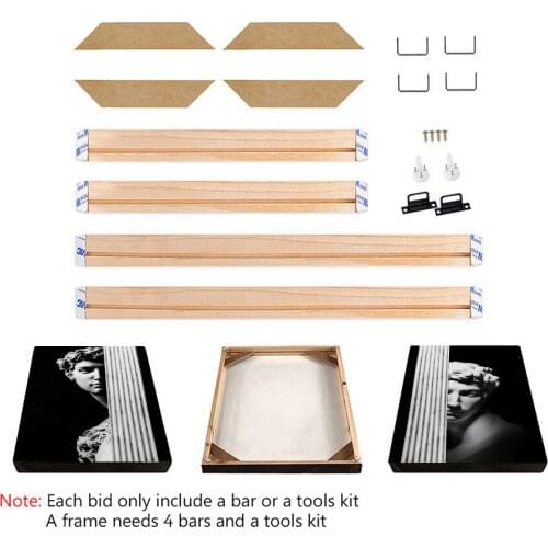 Natural Wood Frame for 5 Piece Canvas Art Oil Painting Diamond Pictures Wall Hanging Large Size DIY Self-adhesive Photo Framed