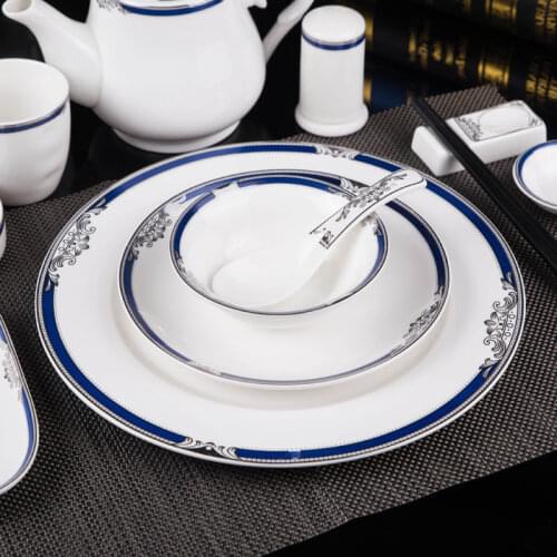 Ceramic tableware plate bowl spoon set household restaurant high temperature tableware bone plate fin bowl cup
