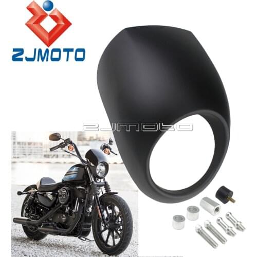 Fork Mount Round Headlamp Fairing Front Cowl For Harley Sportster Dyna FXD XL 1200 883 1973-Up 5-3/4" Headlight Mask