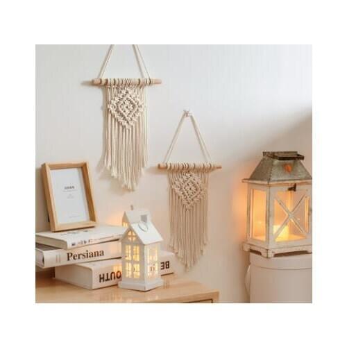 Macrame Woven Wall Hanging Boho Chic Bohemian Room Geometric Tapestry Art Beautiful Apartment Dorm Room Decoration