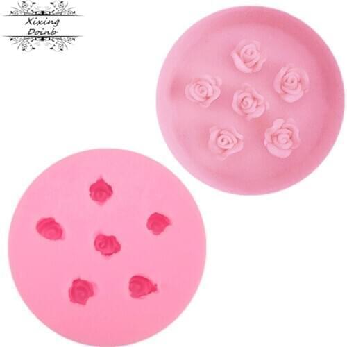 3D six hole Mini Rose shape silicone mold Chocolate Candy Mold Rose Cake Decoration Tool kitchen baking supplies