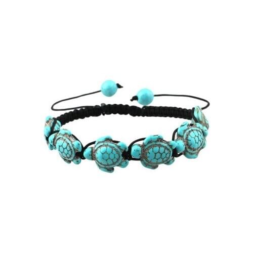Hot Selling Men Tortoise Bracelet Green Turquoises Charm Bracelet Braided Design Adjustable Bead Bracelet Jewelry men bracelet