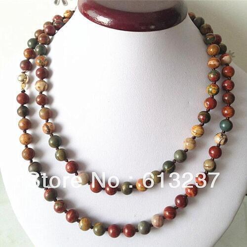 Natural stone 8mm multicolor picasso round beads necklace diy long chain women elegant prom gifts jewelry 35inch MY3300