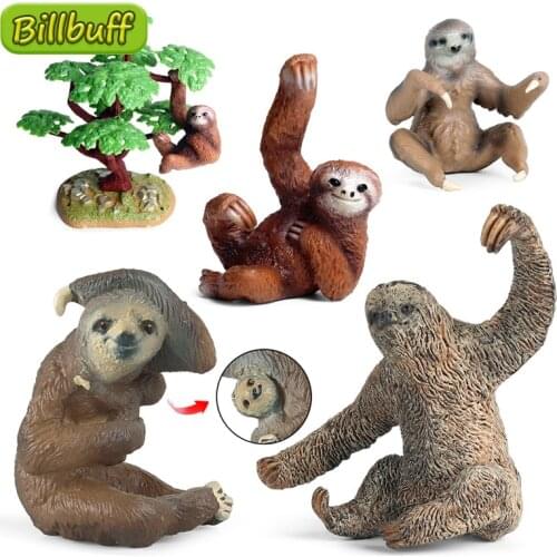 New Simulation Wild Animal ABS Solid Sloth Orangutan Model Action Figures Collection Cognition Educational Toy for Children Gift