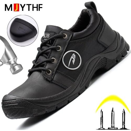 MJYTHF New Work Boots Men Safety Shoes Puncture-Proof Safety Boots Men Steel Toe Shoes Indestructible Shoes Military Boots Male