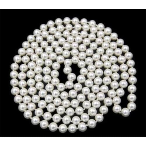 NEW Top Long beautiful AAA 8mm white shell pearl necklace 68"