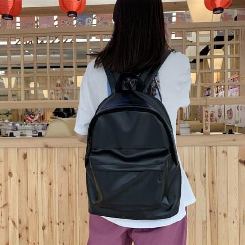 Simple PU leather women backpack Casual shopping bag high school students backpacks small school bag Teenagers Girl Rucksack