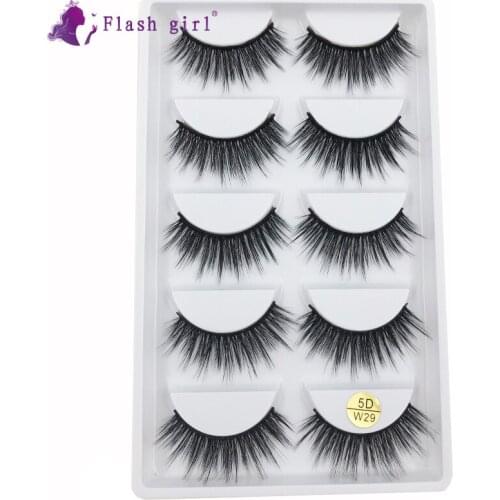 Flash Girl Hot Sale False Eyelashes 5D-W29 Natural Volume Fake Eyelash Extension Handmade Reusable Soft Eye Lashes Makeup Tools