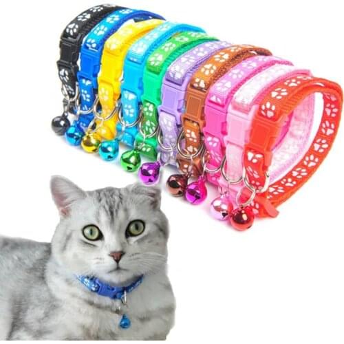 Adjustable Cat Collar With Bell Toy Fashion Buckle Collar For Cat Pet Neck Strap Comfortable Supplies For Cats Wholesale