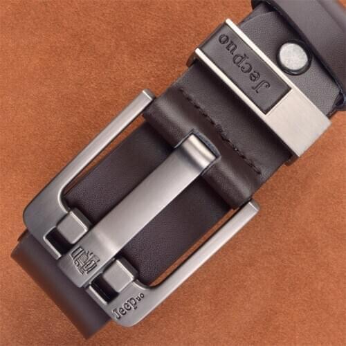 Leather Jeans Belt For Men Male Genuine Leather Strap Luxury Fancy Vintage Fashion Pin Buckle Cowskin Belt Men